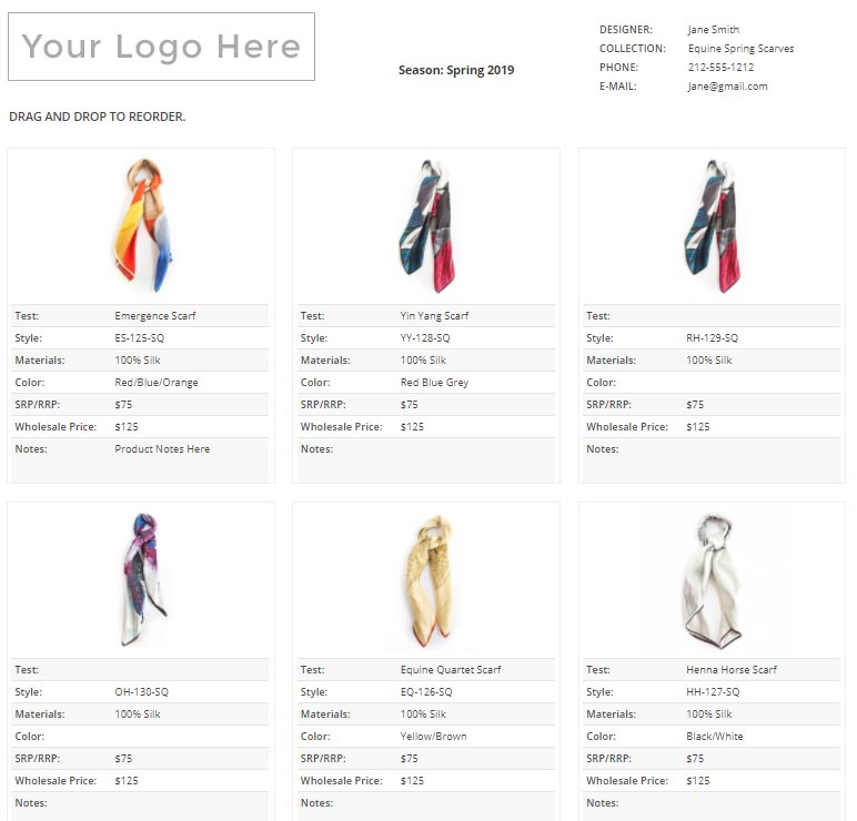 how to create a fashion line sheet for wholesale