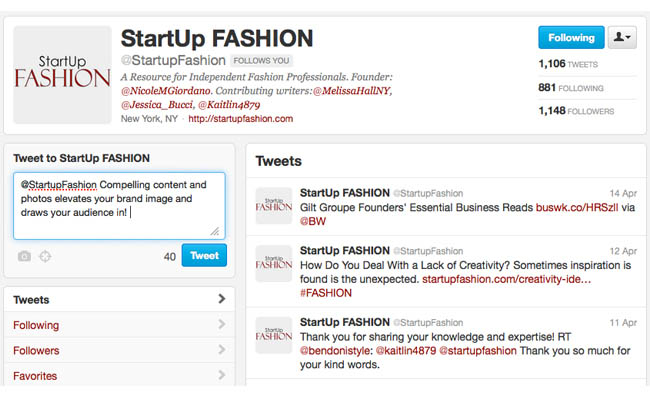 StartUp FASHION Twitter